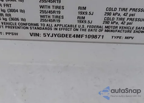 2021 Tesla Model Y Long Range Dual Motor All-Wheel Drive z USA, uszkodzony, nr VIN 5YJYGDEE4MF109871